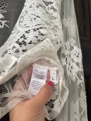 Sheer Lace Tie-Front Cropped Top - Off White thumbnail 3