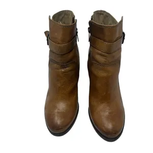 Frye Patty‎ Riding Bootie Brown Leather Harness Ankle Boots Heel Womens 7.5M thumbnail 3