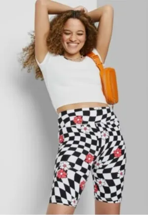 Wild Fable Black Checkered Bike Shorts thumbnail 1