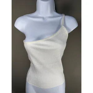 Zara One Shoulder Ribbed Knit Tank Top NWT Cream Minimalist Medium‎ thumbnail 3