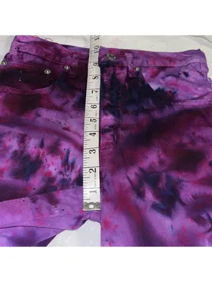 90s • Vintage Guess Jean shorts • custom tie dyed • psychedelic • festival party thumbnail 6