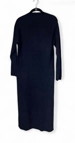 M&S Collection Sweater Dress SzM Long Sleeve Knit Midi Side Slit Metallic Thread thumbnail 1