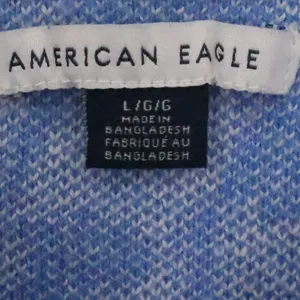American Eagle Floral Knit Corset Tank Top Womens Size L Blue White Knit Cropped thumbnail 3