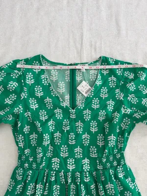 J.Crew Block Print Puff Sleeve Midi Dress Green Size 6 NWT thumbnail 9