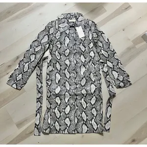 Choosy NWT XS Vintage 90s Faux Snakeskin Leather Trench Coat Duster Jacket Fall thumbnail 7