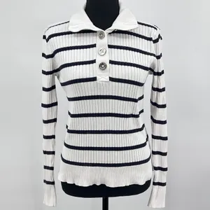 Ralph Lauren LRL Top Womens M 100%‎ Cotton Coastal Prep Stripe Shirt Black White thumbnail 3