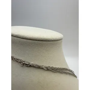 Silver Tone Triple Layered Necklace Heart Star Charms Beaded & Rope Chain Set thumbnail 5