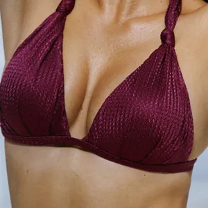 Berlook Burgundy Jacquard Knot Bikini Top ONLY 70 thumbnail 1