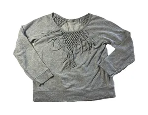 American Eagle Gray Fringe Pullover Sweatshirt Large thumbnail 1