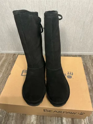 BearPaw Black Tall Women's Suede-Look Boot with Back Bow Size 6.5 thumbnail 7
