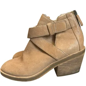 Eileen Fisher‎ Derby Ankle Boots Tan Nubuck Leather Stacked Heel Preppy Career 6 thumbnail 1