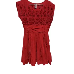 Free People Eyelet Garden Day Coral Embroidered Sleeveless Mini Cocktail Dress 4 thumbnail 5