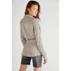 L Free People Wrap Top Arlo Wrap Satin Blouse office wear corporate Long Sleeve thumbnail 5