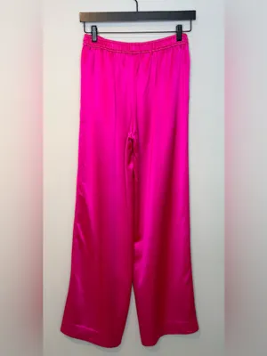 Retrofête Kasha Neon Pink Satin Wide Leg Pant thumbnail 5