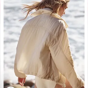 FP MOVEMENT Off The Bleachers Coaches Jacket M Layering Lightweight Boho Cream thumbnail 2