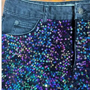 Mustard Seed Black Denim Skirt with sequins thumbnail 4