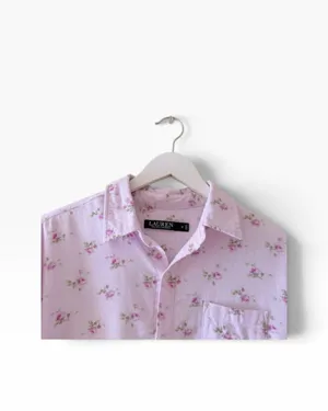 Lauren Ralph Lauren Ditsy floral lavender Embroidered logo Pajama Set SZ M thumbnail 3