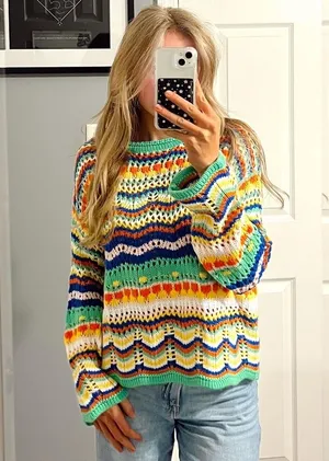 Multicolor Crochet Knit Sweater thumbnail 1