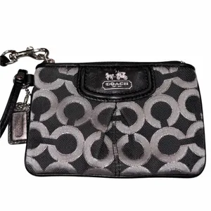 Coach Signature Gray & Black Op Art Wristlet Wallet thumbnail 2