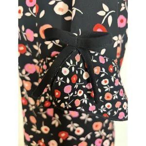 Talbots Womens Black Pink Floral Mixed Print Ruffle Hem Bell Sleeve Midi Dress 6 thumbnail 11