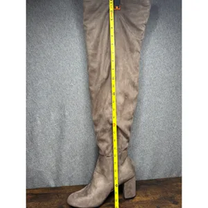 Rouge Helium Taupe Faux Suede Over The Knee Boots Size 10 Block Heel Slouchy thumbnail 6
