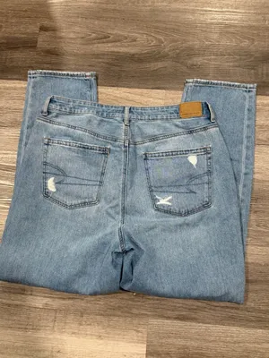 American Eagle Womens Mom Jeans Size 12 Regular Light Wash Distressed High Rise thumbnail 9