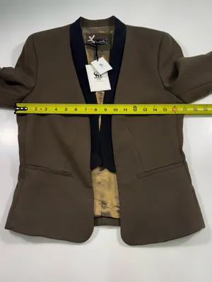 Sinequanone Brown Blazer with Black Shawl Lapel - Women's Tailored Jacket thumbnail 5