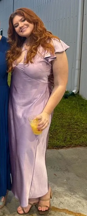 Old Navy Lavender Satin Flutter-Sleeve V-Neck Maxi Dress thumbnail 1