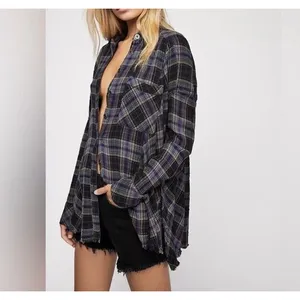 Free People Juniper‎ Ridge Snap Side Plaid Button Up Shirt Boho Grunge Women's S thumbnail 9