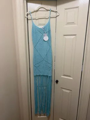 Revolve Blue Knit Fringe Dress thumbnail 3