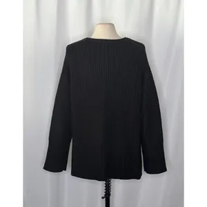 ZARA Wool Blend Solid‎ Black Shaker Knit Pullover Sweater Minimalist Medium thumbnail 11