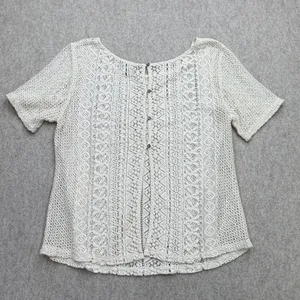 American Eagle Top Women M Crochet Lace Ivory Boho Cottagecore Coquette Granny thumbnail 2