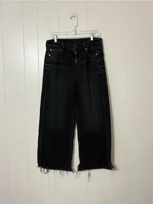 American Eagle Super High Rise Baggy Wide Leg Jeans Black Size 10 thumbnail 3