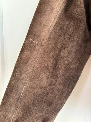 Y2K leather suede bomber jacket with fuzzy lining size small Brown thumbnail 7