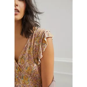 Anthropologie Matilda Ruffled Jumpsuit Size Medium Floral Jersey Bohemian thumbnail 8