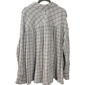 Free People Oversized Bohemian Grunge 90s Fall Cardiff Plaid Top Shirt Large thumbnail 6