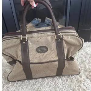 Vintage Peruzzi Florence Italian Canvas Monogram Leather Trim Duffle Bag‎ thumbnail 1