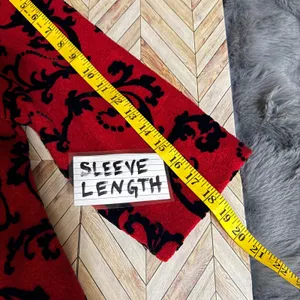 Coldwater Creek Red Black Scroll Print‎ Wool Blazer Jacket 1X Velvet Brocade thumbnail 9