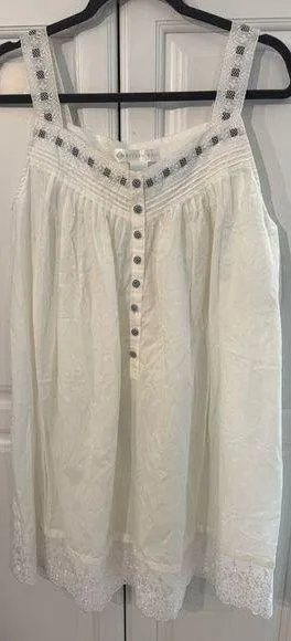 Ellen Tracy White Top with Lace and Button Accents thumbnail 1