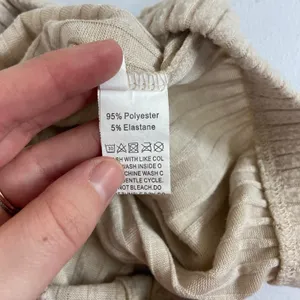 Women's beige soft‎ ribbed pull on drawstring high waisted lounge pajama pants M Size M thumbnail 7