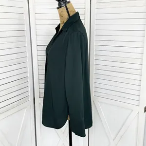 Zara V Neck Button Front Shirt Blouse‎ Dark Green Small Long Sleeve thumbnail 2