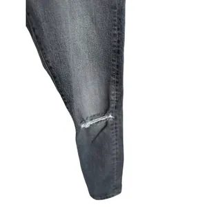 Levis Premium‎ 501 Jeans Women 27x 28 Black Denim Button Fly Straight Distressed thumbnail 4