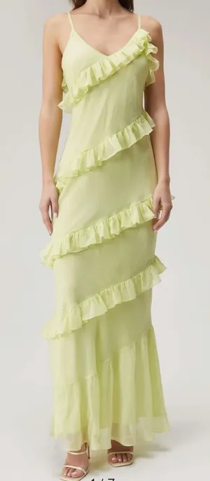 Nasty Gal Tiered Ruffle Chiffon Maxi Dress thumbnail 1