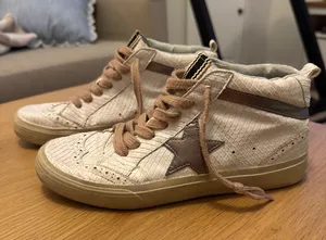 High Top Star Accent Sneakers in Cream and Taupe thumbnail 1