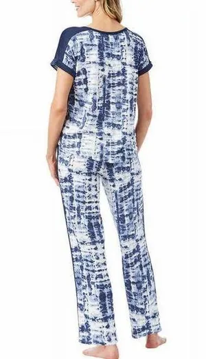 Lucky Brand Women’s Fleece Two Piece Blue Tie Dyed Lounge Pajama Set medium thumbnail 1