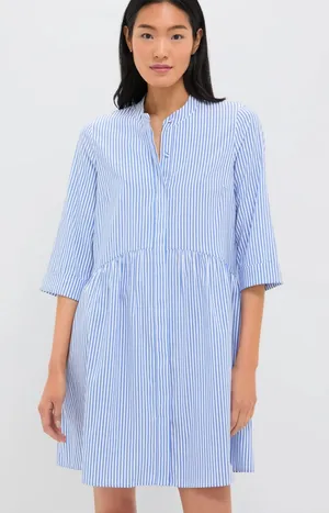Tuckernuck Blue and White Striped Midi Shirt Dress thumbnail 1