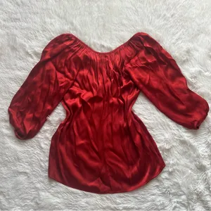 Karen Kane Red Satin Keyhole Blouse - Size Small - Made in USA thumbnail 6