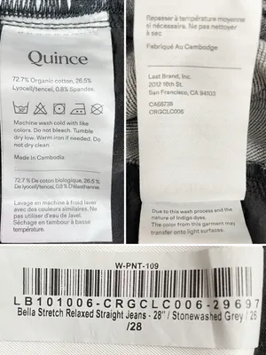 Quince Bella Stretch Relaxed Straight Jeans Sz 26 Stonewashed Grey NWT High Rise thumbnail 13