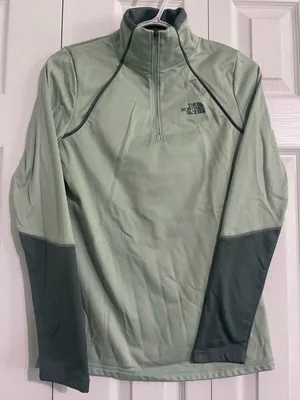 The North Face Cinder 1/4 Zip Pullover Fleece Jacket Sage Green Small thumbnail 1
