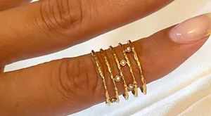 Adjustable Wide Layered Open Gold Ring thumbnail 4